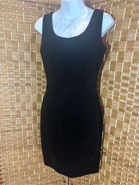 Jessica McClintock Black Velvet Sleeveless Cocktail Dress Vintage Inspired